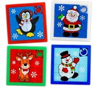 4 Pieces Sliding Block Puzzle,Slilde Puzzel Game,Mini Halloween Puzzles For Kids,As Advent Calendar Trinket, Christmas - Santa Claus, Snowman, Elk And Penguin
