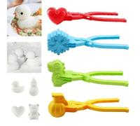 4 Pieces Snowball Maker Clips, Duck Bear Dinosaur Heart Shaped Snowball Molds, Winter Outdoor Snow Toys, Sand Clay Mold Tools, Snowball Fight Accessories, Beach Play Equipment (Red_F)