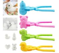 4 Pieces Snowball Maker Clips, Duck Bear Dinosaur Heart Shaped Snowball Molds, Winter Outdoor Snow Toys, Sand Clay Mold Tools, Snowball Fight Accessories, Beach Play Equipment (Red_B)