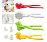 4 Pieces Snowball Maker Clips, Duck Bear Dinosaur Heart Shaped Snowball Molds, Winter Outdoor Snow Toys, Sand Clay Mold Tools, Snowball Fight Accessories, Beach Play Equipment (Red_D)