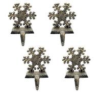 4 Pieces Snowflake Christmas Stocking Holder Christmas Hooks Skid Mantel Hooks Hanger for Fireplace Free Standing Christmas Decorations