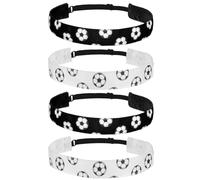 4 pieces soccer headbands for girls, non-slip soccer headband adjustable no slip sport head band for kids football hairband sport elastic no slip sport head band for kids (black, white)