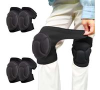 4 Pieces Soft Cleaning Knee Pads for Adult Men/Women, Comfortable Kneeling Cushion with Thick EVA Foam Pad for Painting Floors Carpet Installation, Waterproof Kneepads for Working on Floors, Black XL