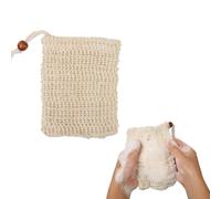 4 Pieces Solid Soap Dish, Soap Holder Bag for Travel Soap, Non-Slip Soap Bag in Natural Linen in Sisal Mesh