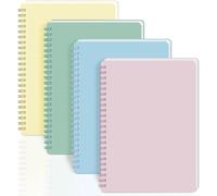 4 Pieces Spiral Notebooks, A5 Plastic Hardcover Notebook with 320 Sheets | Ruled Spiral Notebook Suitable for Office, School Supplies, Personal Schedule Notebooks