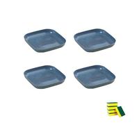 4 Pieces Square Plastic Plates,Dinner Plate Sets Perfect For Cake,Dessert,Salad,Fruit,Pasta,Dishes For Kids Toddlers Adults,Reusable,Fashion,Microwave And Dishwasher Safe (Dark Blue, 14cm)