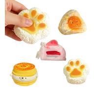4 Pieces Squishy Fidget Toys,Sensory Squeeze Toy Squishies Kit,Stress Relief Toy for Kids & Adults,Cat Paw,Biscuits