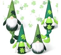 4 Pieces St Patrick's Day Gnome Green Irish Gnome Elf Scandinavian Tomte Leprechaun Handmade Swedish Nisse for St Patrick's Day Home Decorations,Halloween Gnomes Decor,Christmas Elf