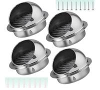 4 Pieces Stainless Steel Air Soffit Vent louvered Vent Hood, Round Dryer Vent Cover with Mesh Screen for Bathroom, Office, Room Exhaust and Ventilation(160mm/6.3inch)