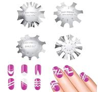 4 Pieces Stainless Steel Edge Trimmer French Smile Line Manicure Tool Set, French Nails Stencil Acrylic Nail Edge Trimmer, Edge Cutter Metal Stencil Cutter for French Smile Cut Acrylic Modelling