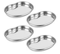 4 Pieces Stainless Steel Kidney Tray, Small Instrument Tray Reusable Laboratory Tray Metal Kidney Dish Curved Instrument Tray for Tattoo Lab Tools (21x14x2.1cm)