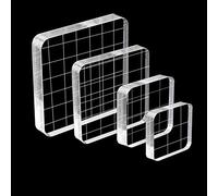 4 Pieces Stamp Blocks Acrylic Clear Stamping Blocks Tools with Grid Lines for Scrapbooking Crafts Making(Square)
