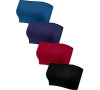 4 Pieces Strapless Bandeau Bra, Seamless Bralettes Stretchy Non Padded Bandeau Tube Top Bra for Women(XX-Large, Retro Colors)