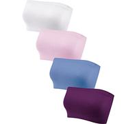 4 Pieces Strapless Bandeau Bra, Seamless Bralettes Stretchy Non Padded Bandeau Tube Top Bra for Women(XX-Large, Fresh Colors)