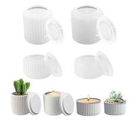 4 Pieces Succulent Cactus Silicone Mould, Flower Pot Concrete Mould, DIY Vase Casting Moulds with Lid, Resin Mould for Epoxy Resin, Decoration of the Home