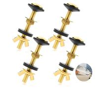 4 pieces Tank to Bowl Bolt and Gasket Kits, Universal Toilet Tank to Bowl Gasket, Toilet Tank Bolts and Rubber Gaskets (Gold)