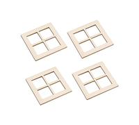 4 Pieces Tiny Wooden Window Model Mini Window Frame Model for Model Town Accessory