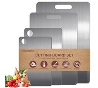 4 Pieces Titanium Chopping Board, Dishwasher Safe, Multifunctional Stainless Steel Chopping Board, Double-Sided Titanium Cutting Board, Food Safe, Antibacterial & BPA Free, Chopping Board Stainless