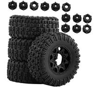 4 Pieces Toy Car Wheels Replacement Tires Easy Assembly Suitable for RC Vehicle Modeling Repair Collection Radio Control Accessories, Black