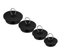 4 Pieces Tub Stopper Bathtub Drain Rubber Sink Stopper Drain Plug with Hanging Ring for Bathtub, Kitchen and Bathroom, Black (1-1/8, 1-3/8, 1-5/8, 1-7/8'')(1-1/8, 1-3/8,1-5/8, 1-7/8'')