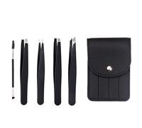 4 Pieces Tweezers Set, Eyebrow Pluckers for Women and Men, Face, Brow, Chin, Ingrown Hair (with Mascara Brush and Holster)