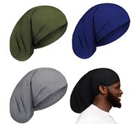 4 Pieces Unisex Dreadlock Cap Long Hair Dreads Head Wrap Sleeping Cap Hair Accessories Sleep Bonnet for Men Women, Mixed Color, M