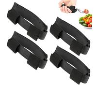 4 Pieces Universal Cuff Adaptive Utensil Holder, Adjustable Elastic Eating Hand Strap, Assistive Hand Grip Holder for Elderly Adults Parkinsons Feeding Disabled Tremors