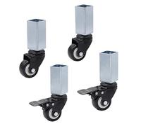 4 Pieces Universal Rubber Dining Chair Casters for 25/30/40mm Square Stainless Steel Tubes Silent Wheels 150kg Load Capacity Furniture Caster Wheels