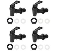 4 Pieces Universal Water Dispenser Tap Replacement, Plastic Push Type Dispenser Faucets for Hot Cold Water Beer Wine Juice Bottle Bucket, Black and White (Only Black)