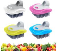 4 Pieces Vegetable Brush Potato Scrubber Brush Silicone Hard and Soft Side Fruit Cleaning Tools for Delicate or Tough-Skinned Vegetables