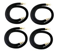 4 Pieces Velvet Stanchion Rope Crowd Control Security Barriers for VIP Queue Posts Black