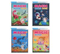 4 Pieces Water Painting Book, Painting Book with Water Pens, for Children, Magic Toy to Color, Gift for Boys, Children Age 3+