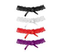 4 Pieces Wedding Garter for Bride Lace Bowknot Garter Belt Leg Ring Bridal Garter for Bride Classic Handmade Stretch Toss Garter Party Wedding Accessories, black, Extra breit