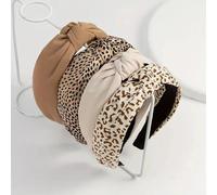 4 Pieces Wide Hair Bands for Women Bow Leopard Print Retro High Quality Textile Hair Bands Cute for Women