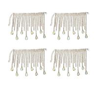 4 Pieces Wine Bottle Decorations, Rhinestone Bottle Covers, Sparkling Wine Sleeves With Fringe | 11x9.2cm Diamante Wedding Party Decor For Champagne & Decanter