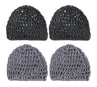 4 Pieces Women'S Hollow Hair Hats, Hollow Knitted Hats, Retro Mesh Hats, Soft Sleeping Hats, Elastic Sleeping Hats