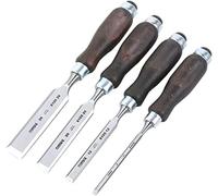 4 Pieces Wood Chisels Set, Bevel Edge Wood Carving Chisel, Chrome-Vanadium Hammer End, Hardwood Handle for Wood Craft DIY