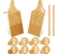 4 Pieces Wood Gnocchi Pasta Board Gnocchi Paddle Maker Garganelli Pasta Board Making Tools Set with Rolls Kitchen Gift Ideas