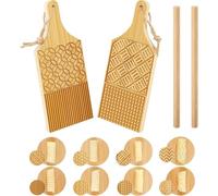 4 Pieces Wooden Pasta Maker Gnocchi Board Quick Gnocchi Stripper and Paddle Homemade Pasta Garganelli Spaghetti Maker Tool for Pasta Maker Kitchen Gift Ideas