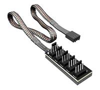 4-Pin PWM Fan Power Supply Cable 1 to 5 Splitter 5 Way Hub PC Case Internal Motherboard Fan Power Extension Cable Cord Wire for Computer Case 4-Pin and 3-Pin Cooling Fans Black