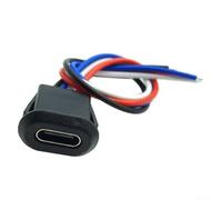 4-Pin Type C Female Charging Socket Waterproof Power Port Stable Electrical Connection High Insertion Extraction Cycles Low Resistance Rubber Coated Insulation Black White Standard(Black)