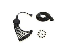 4 Pins black rgb LED Splitter Cable LED Strip Connector 8 Way Splitter Y Splitter for One to Eight RGB 5050 3528 LED Light Strips with,1m rgb wire，10x male to male 4pin plugs