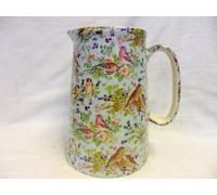 4 Pint Extra Large Jug in "British Birds Blue" design by Heron Cross Pottery.