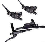4-Piston Hydraulic Disc Brake Set Aluminum Alloy For MTB & Road For Bike Calipers with Front 800mm and Rear 1450mm Oil Hose for Smooth Powerful Stopping Performance(BLACK)