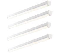 4 PK 6ft High Lumen Emergency Batten Light - 68.5W Cool White LED - Gloss White Loops White One Size