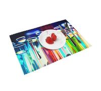 4 Placemats For Dining Table, Kitchen Cloth Placemats Set Of 4 Washable Non Slip Rectangle Placemats 30 X 45 Cm, Chemistry Test Tube Print Party Decor Table Placemats For Dining Table