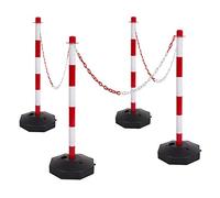 True Products Support Posts & Plastic Chain Barrier Set - 4 X Red & White Posts & 10M Matching Chain