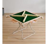 4 Player Mahjong Table, Wear-Resistant Nylon Top, Portable Folding Design with Cup Holders for Card Games