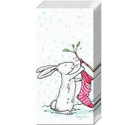 4 Ply Paper Pocket Handbag Tissues Hankies - Charming Snow Rabbits Anita Jeram Single Pack (10 tissues)