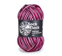 4-Ply Sock Yarn 120g, New Zealand Wool, Superwash - Raspberry Ripple | Extra yardage for a large pair of adult socks. Soft, durable, machine washable and designed to retain shape wash after wash.